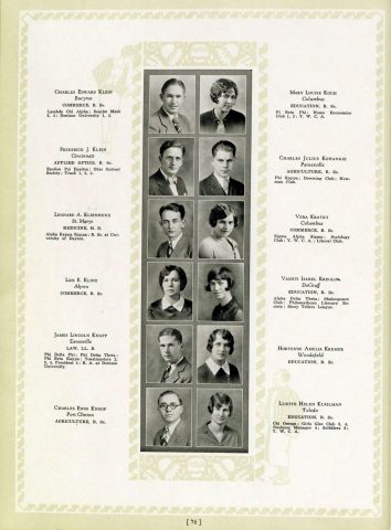 Leonard Kleinhenz ~ Ohio State University ~ College of Medicine ~ Class of 1928 ~ Yearbook page. Source: OSU Archives