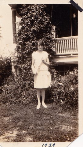 Pauline (Kleinhenz) Klug in front of 518 W Jackson St home St Marys, Ohio. Source: Kathy Creeden